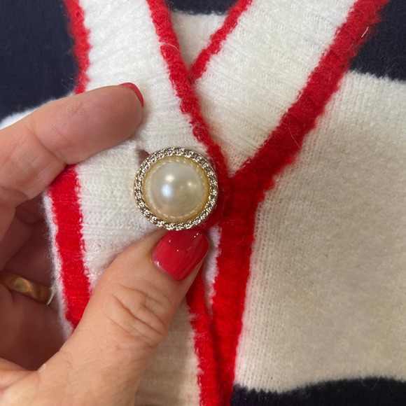 NWT Dee Elly cardigan Sweater Size Medium Red White and Blue - Picture 7 of 10